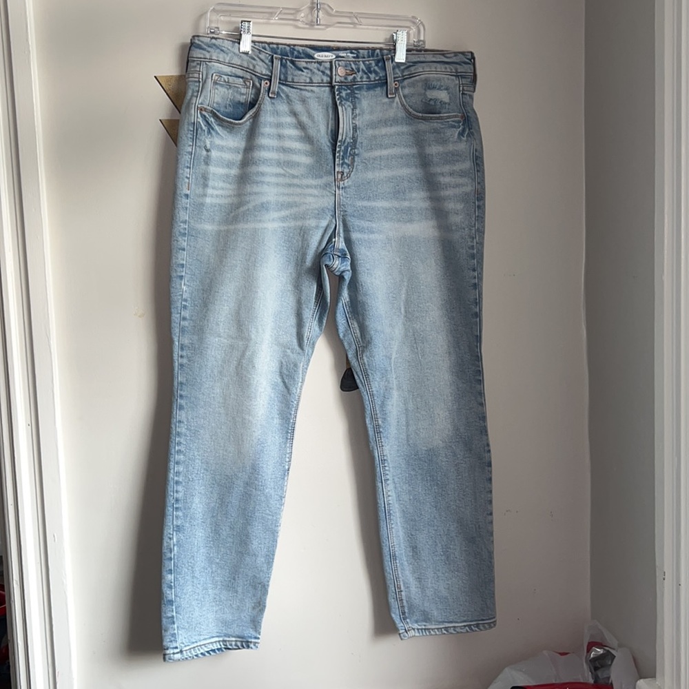 Old navy jeans power straight high rise stretch denim W36 16 regular light wash